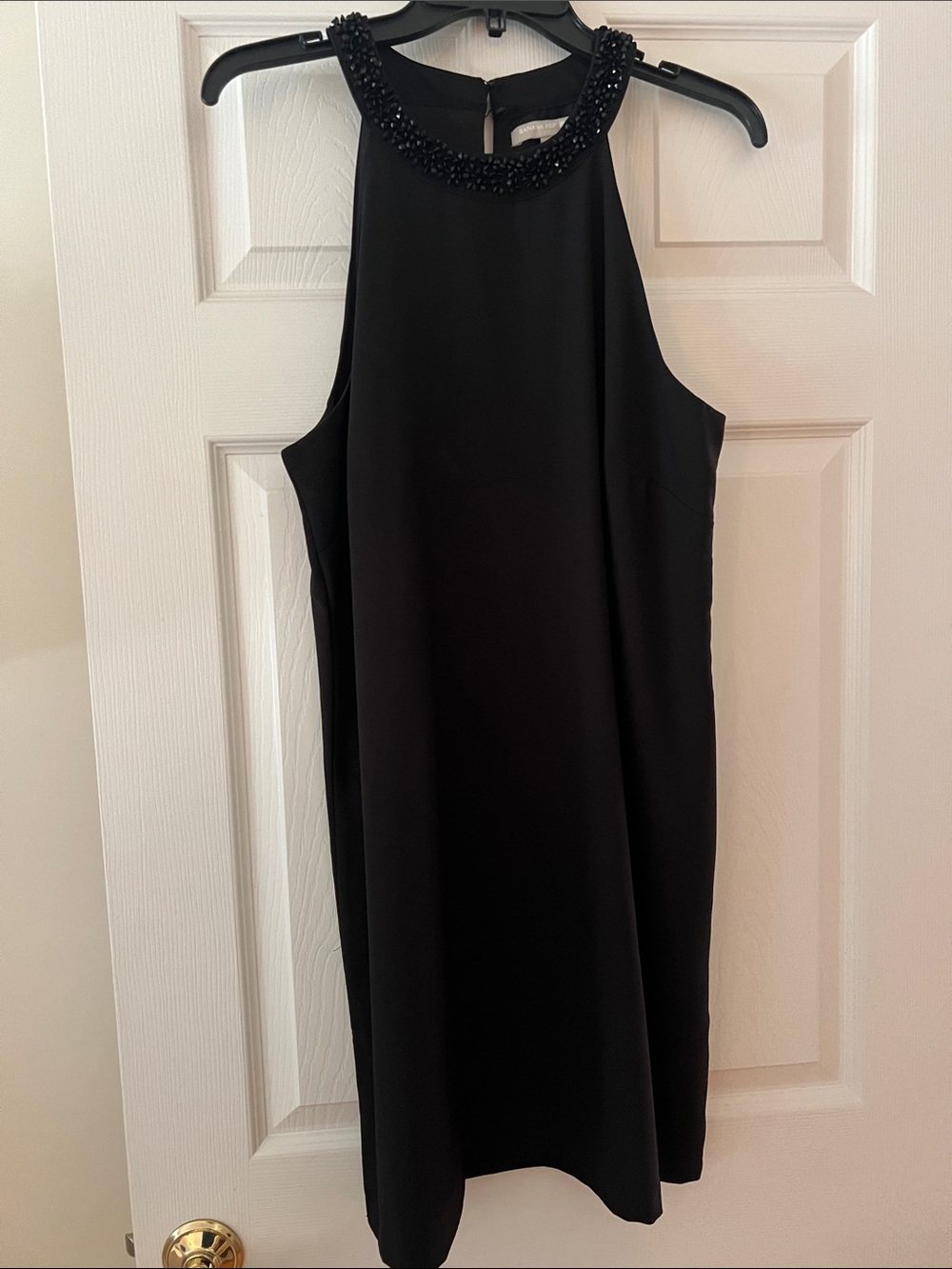 Banana Republic Black Beaded Halter Mini Dress